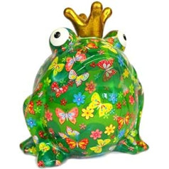 Ceramic Money Box Frog Green Line with Butterflies