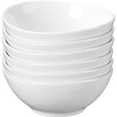 LOVECASA 6 porcelāna bļodiņu komplekts, olu forma, deserta bļoda, ēšanas bļoda, ledus bļoda, rīsu bļoda, uzkodu bļoda, tilpums 210 ml, optimālā ietilpība 180 ml, balta krāsa