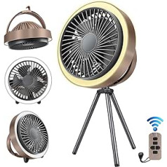 Mini pārnēsājams kempinga ventilators ar gaismu, 10400 mAh uzlādējams telts ventilators ar pakaramo āķi, kempinga laterna ar ventilatoru āra, kempinga, biroja, grila