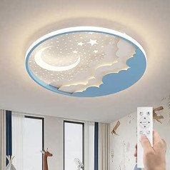AHXIAOZN LED vaikiškas lubų šviestuvas, Star Moon lubų šviestuvas, vaikų kambarys, miegamojo lempa su nuotolinio valdymo pulteliu, reguliuojami lubų šviestuvai mergaitėms, berniukams, miegamojo lempa, kūdikių kambarys, 50 cm
