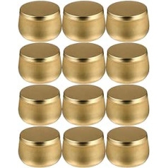 Artibetter 12 x Candle Tins with Lids 8oz Round Metal Candle Containers for Crafts, Crafts, Storage, Gifts and More (Gold)