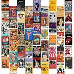 EDUS 54 gabalu rokgrupas plakāti, senlaicīgs sienas kolāžu komplekts telpām, estētiski 90. gadi, retro mūzikas koncertu albums, sienas dekorēšana (10,2 x 15,2 cm), grupas plakāts, retro stila istabas dekorēšana, 70. gadu dekors