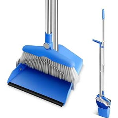 MASTERTOP Broom and Dustpan Set, Dustpan with 132 cm Long Handle, Dustpan and Broom Combo Upright Dustpan Set for Home, Kitchen, Lobby, Floor Sweeping