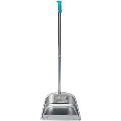 Homoyoyo Stainless Steel Dustpan Dustpan for Cleaning the House, Scoop, Waste Bin with Long Handle, Feet for the House of Garage of Hall E