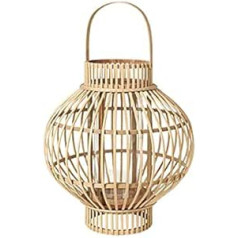 broste Copenhagen Lantern, glass, natural bamboo, 36 cm