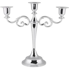 Hilitand 2 Colours 3 Arms Candle Holder European Style Candlestick Wedding Candle Holder Home Decoration Metal Friends and Family (Silver)