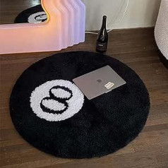 MZYZPPBD 8 rutulinis kilimėlis, apvalus, minkštas imitacinis biliardo kilimėlis neslystantis vonios kilimėlis vaikų miegamojo juodas 8 rutulinis kilimėlis, skirtas svetainės dekoravimui, A, 100 x 100 cm / 39,3 x 39,3 colio