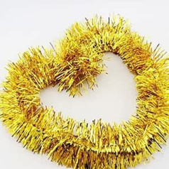 Brinny Pack of 10 2 m Christmas Tinsel Garland Twist Shiny Metallic Christmas Tree Decoration Hanging Decoration for Wreath Wedding Birthday Party Festival - Yellow