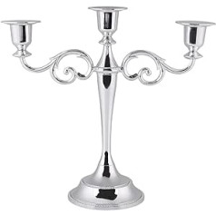 Oubit 3 Arms Candle Holder, 25 cm Height Candle Holder Silver in European Style, 3 Branches Metal Candle Stand for Weddings, Home, Party, Garden Decoration