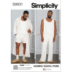 SIMPLICITY Šūšanas Pattern SS9931A Vīriešu Robe Knit Tank Top bikses un šorti ar Norris Danta Ford A (S-M-L-XL-XXL)