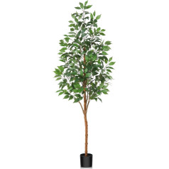 CROSOFMI Mākslīgie Ficus augi 180 cm liels viltus tropu plastmasas augs podā iekštelpām ārā mājas birojam, dārzam, modernai dekorēšanai (1 iepakojums)