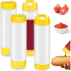 Didaey Squeeze pudeles atkārtoti uzpildāmas 20oz apgrieztā plastmasas uzgaļa liela vārsta dozators garšvielu izspiešanas pudele mērcēm kečups skābais krējums pašblīvējošs sīrupa dozators restorāniem