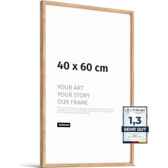 JUNOMI® Premium ozolkoka bilžu rāmis, 40 x 60 cm, īsta koka bilžu rāmis 40 x 60 cm, izgatavots no ozolkoka ar akrila stiklu, izturīgs pret sadūšanu, ozolkoka rāmis