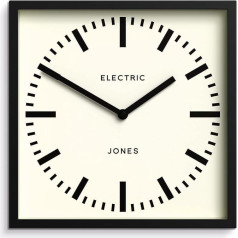 JONES CLOCKS® Dzelzceļa pulksteņa sienas pulkstenis - kvadrātveida pulkstenis - stacijas pulkstenis - virtuves pulkstenis - biroja pulkstenis - retro pulkstenis - dizaina pulkstenis - krāsains korpuss - stacijas pulkstenis (melns)