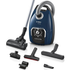 Bosch Series 8 BGB75X494 putekļsūcējs ar maisiņu, ideāli piemērots alerģiju slimniekiem, higiēnas filtrs, grīdas uzgalis parketam, paklājiem, flīzēm, garš kabelis, kluss, 650 W, zils