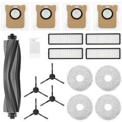 17 gab. aksesuāri Dreame L10s / L10 Ultra / L10 Prime putekļsūcējam-robotam 1 x rullīša birste 4 x putekļu maisiņi 4 x mopu salvetes 4 x sānu birstes 4 x filtri, rezerves daļas putekļsūcējam-robotam