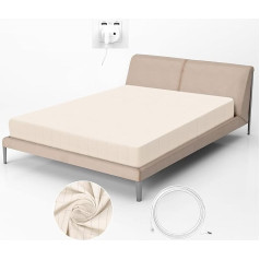 RIQINXIN Ground Fitted Sheet 198 x 203 x 35 cm Pieguļošās palagi ar sudraba šķiedru zemējuma paklājiņu Izgatavoti no 95 % organiskās kokvilnas ar 5 % sudraba šamfera zemējuma enerģijas labākai miega kvalitātei 200 x 200 cm