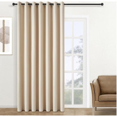 Topfinel Blackout aizkari ar cilpām aizkars necaurspīdīgs Thermal aizkars 300 cm Blackout aizkars Bēšs aizkars Room Divider Extra Long aizkari un aizkari 240 cm augstums 1 gab bērnu istaba guļamistaba guļamistaba