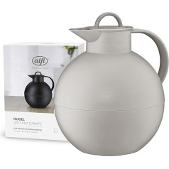 alfi Ball 0,94 L Desert Grey Matte plastmasas izolēts krūze ar higiēnisku rūdīta stikla ieliktni, skrūvējams vāciņš, dizaina gabals, sfēriska termiskā krūze, ideāli piemērota kā kafijas kanna, tējkanna, nesatur BPA