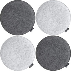 DuneDesign 4 Felt Seat Cushion Round Diameter 35 x 3 cm Soft 2-Colour Grey