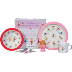 Martin Gulliver Ballet Rabbits 7 gabalu melamīna dāvanu komplekts bērniem Plate Egg Cup