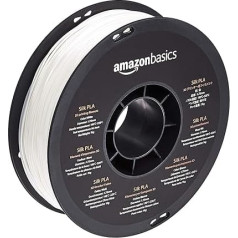 Amazon Basics 3D printera zīda PLA plastmasas pavediens, 1,75 mm, 1 kg spole, balts