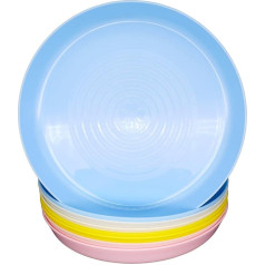 Bloomsworld 8 Children's Plastic Plates Set for Toddlers, Reusable, BPA-Free, Picnic, Party and Camping Tableware for Boys and Girls - Pastel