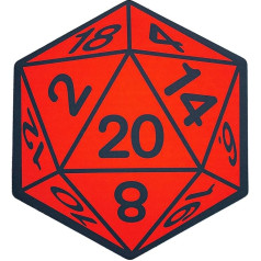 getDigital RPG Cube W20 vannas paklājs - vannas paklājs dīdžejiem, nerdiem un lomu spēlētājiem, neslīdošs dušas paklājs vannas istabai - sarkans/ melns, 60,5 x 40 cm