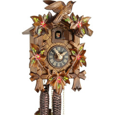 Eble Cuckoo Clock Original Black Forest Cuckoo Clock Real Wood Mechanical 1-Day Drive VDs Certificate Five Leaf Painted 23 cm 20-01-14-10