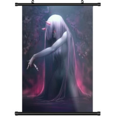 KARMA-X Large 60 x 90 cm Darling in the Franxx Kakemono Scroll Picture Anime Manga Fabric Plakāts Sienas Scroll Plakāts Sienas dekorēšana Dāvana Zero Two Red