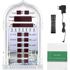 Islāma automātiskais sienas pulkstenis, ES kontaktdakša Islāma automātiskais sienas pulkstenis Modinātājs Musulmaņu lūgšana Ramadāna lūgšana Dāvana Mājas dekori 110-240 V ES kontaktdakša Darbojas ar 4 x AA baterijām (pulkstenis), 2