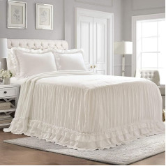 Lush Decor Ella Ruffle mežģīņu pārklājs Shabby Chic Viegls 3 gab. komplekts