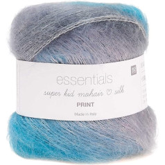 Rico Essentials Super Kid Mohair Loves Silk Print, mežģīņu dzija Mohair Silk Colour Gradient adījumiem un tamborēšanai (13 Summer)