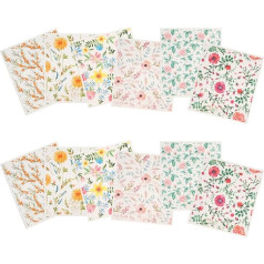 Tea Towels, Colorful Floral Pattern, Washable, Reusable, Highly Absorbent, Quick Drying, Cleaning Cloths, Pack of 12