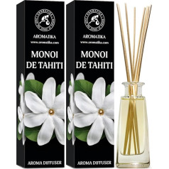 Telpu smaržu difuzors Monoi de Tahiti - 2 x 100 ml - Telpu smaržu difuzors ar kociņiem - Aroma difuzors - Gaisa atsvaidzinātājs - Smaržu difuzors - Telpu aromāts - Telpu gaiss - Tiare Flowers Room