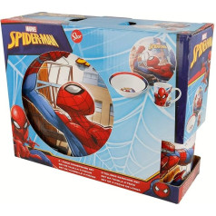 Stor Melamine Crockery Set in Open Gift Packaging 3 Pieces (Bowl, Plate, Taza) Spiderman Streets