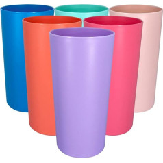 Yalin 26oz plastmasas glāzes/lielas dzeramās glāzes/pasākumu glāzes/aukstās tējas glāzes, nesadalāmas, nav BPA, droši mazgājamas trauku mazgājamā mašīnā, 6 iepakojumi 6 asorti krāsās