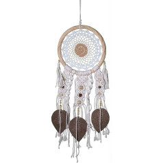 Liels sapņu ķērājs Boho stilā, 22 cm diametrs, tamborēts sapņu ķērājs