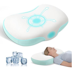 JINXIA Memory Foam spilvens mākoņa formā, ortopēdiskais kakla atbalsta spilvens plecu sāpēm, kakla atbalsta spilvens ar mazgājamu pārvalku sānu, muguras un vēdera miega piekritējiem