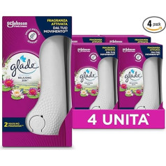 Glade Sense & Spray istabas aromāts ar ēteriskajām eļļām un inteliģento kustību sensoru, relaksējošs zen, 4 difuzori un 4 uzpildes flakoni, 8 AA baterijas