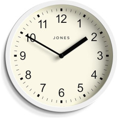 JONES CLOCKS® The Spin - mazs pulkstenis - apaļš sienas pulkstenis - virtuves pulkstenis - viesistabas pulkstenis - biroja pulkstenis - dekoratīvie mājas piederumi - moderns sienas pulkstenis - 20 cm sienas pulkstenis (balts)