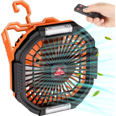 Diealles Shine Camping Fan with Battery 10400 mAh, 3-в-1 USB Fan, Camping Fan Very Quiet, Tent Fan with LED Light, Table Fan for Camping, Outdoor, Home, Office