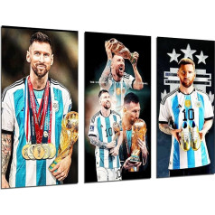 Cuadros Cámara 3 plakātu komplekts Sienas apdare Dzīvojamā istaba Modernā guļamistaba Futbols Messi Argentīna (97 x 62 cm)