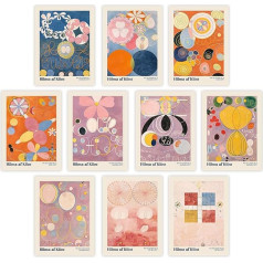 Hilma Af Klint abstraktā māksla - 12 estētiska sienu māksla un slavenu mākslas darbu izdrukas / Vintage sienas izdrukas, slavenu gleznu māksla telpu estētikai, ģeometriska sienu apdare mājai (20 x 25 cm)