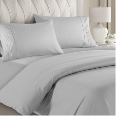 CGK Unlimited Double Duvet Cover Set - Double Duvet Cover Set with Pillowcases Ultra Soft Anti Allergy Non Iron Luxury Microfiber Grey 3 gab.