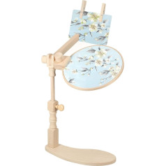 PATIKIL Embroidery Hoop Stand Regulējams sēdošs krusta acs statīvs Hands-Free Koka izšūšanas riņķa turētājs šūšanai, amatniecībai, rokdarbiem, rokdarbiem