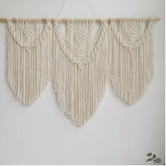 Makrame sienas piekaramais mākslas auduma gobelēns Boho apdare, eleganta mājas apdare, 110 cm (platums) x 82 cm (augstums), balkona apdare, sienas apdare, Boho (A komplekts)