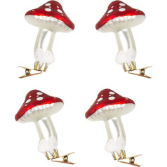 Logbuch-Verlag 4 Toadstool Clips Christmas Tree Christmas Tree Decoration Red White Glass Ornament Tree Decoration 8,5 см