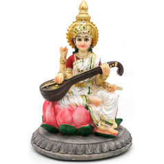 Hinduisma dieviete Sarasvati elks statue - 13cm H Sarasvati statue Indijas garīgās kultūras skulptūra Diwali Murti Pooja priekšmets Indija elks statue Diwali dekori Diwali dāvanas Hindu dievs skaitļi