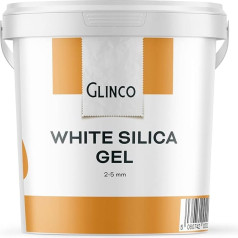 Glinco Premium Silica Gel pērlītes 1kg skārda - tīras baltas silikona gela pērlītes (2-5mm) mitruma absorbcijai un ziedu žāvēšanai - efektīvas mitruma kontroles žāvējošās pērlītes mitruma kontrolei